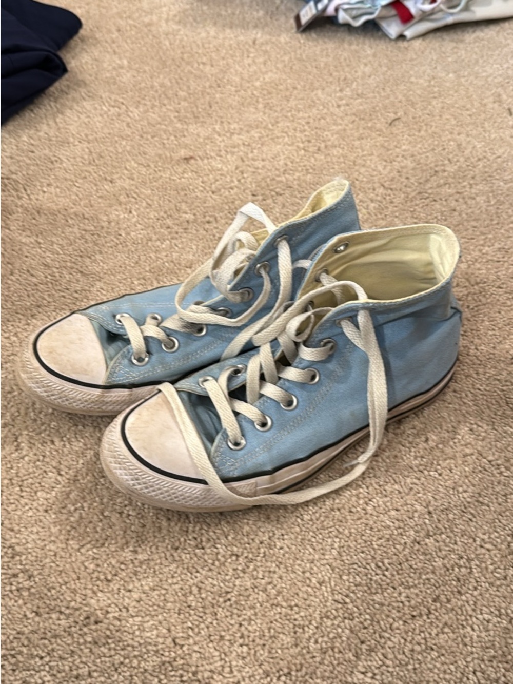 Converse Light Blue and Cream High-Top Canvas Sneakers